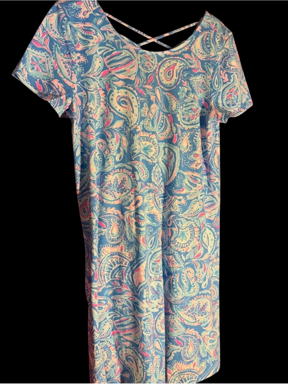Lily Pulitzer Blue Pink White Cotton Kimi T Shirt Dress Sz L